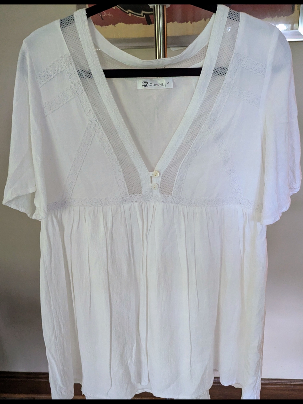 $8 Cupshe Size S Crochet Lace V-Neck Babydoll Tunic Coverup